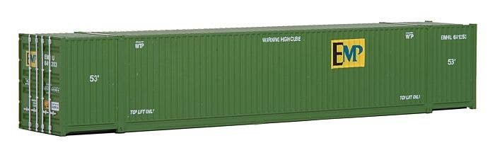 53′ Singamas Corrugated Side Container - Ready to Run -- EMP (green, yellow), HO, Walthers SceneMaster 8503
