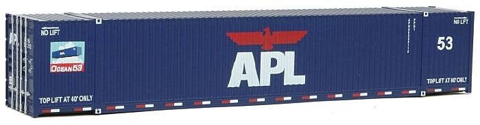 53′ Singamas Corrugated-Side Container - Ready to Run -- American President Lines (blue, white, red Lower Sill Stripes), HO, W