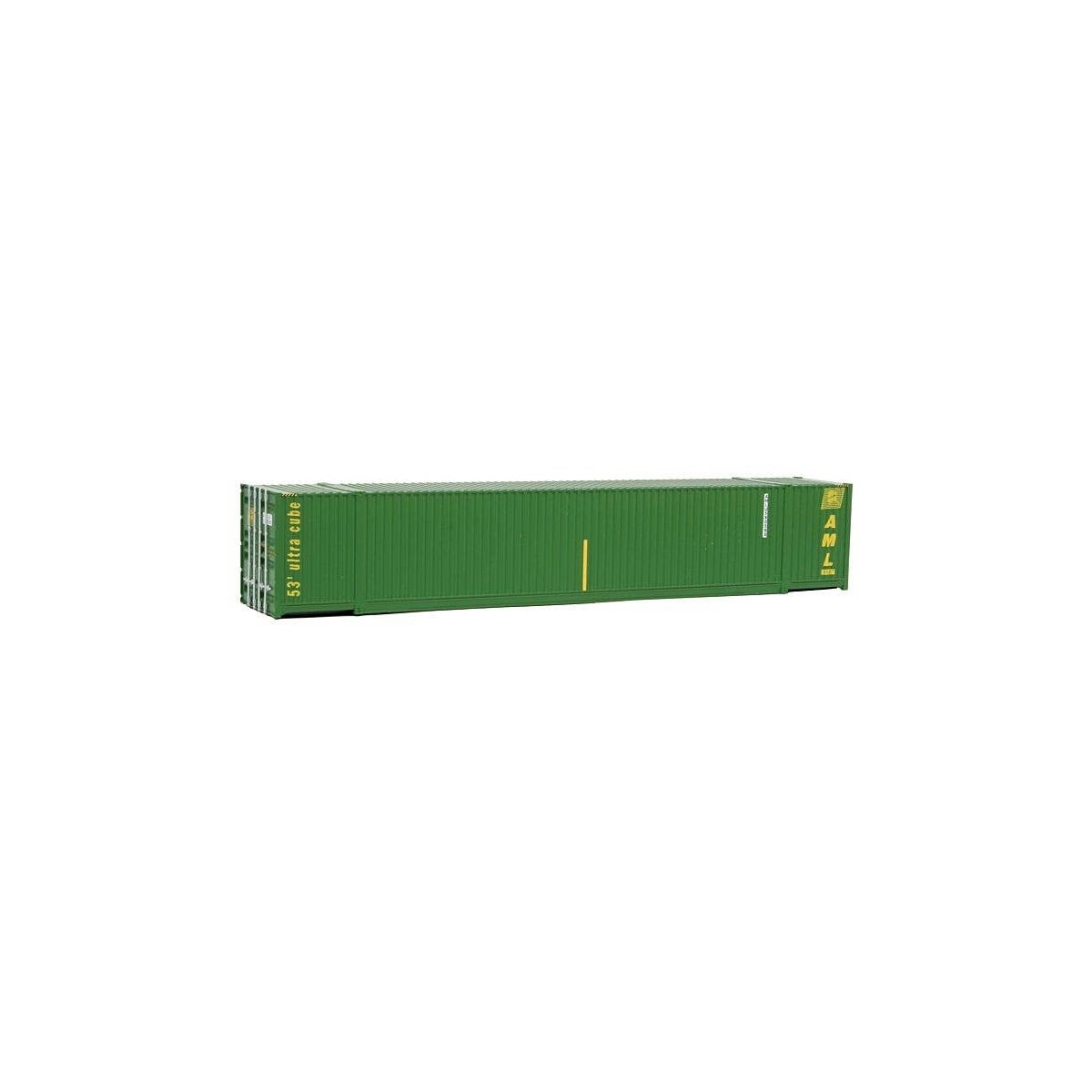 53′ Singamas Corrugated-Side Container - Ready to Run -- Alaska Marine Lines (green, yellow), HO, Walthers SceneMaster 8510