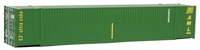 53′ Singamas Corrugated-Side Container - Ready to Run -- Alaska Marine Lines (green, yellow), HO, Walthers SceneMaster 8510