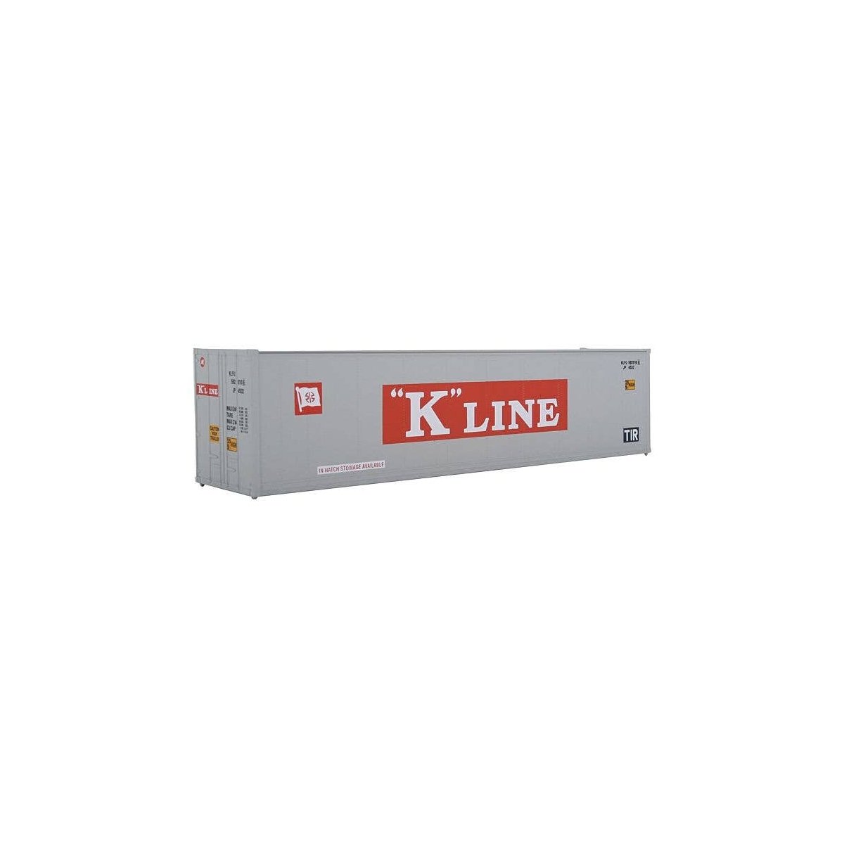 40′ Hi Cube Smooth Side Reefer Container - Assembled -- K-Line (grey, red, white), HO, Walthers SceneMaster 8351