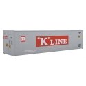 40′ Hi Cube Smooth Side Reefer Container - Assembled -- K-Line (grey, red, white), HO, Walthers SceneMaster 8351