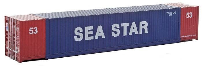 53′ Singamas Corrugated-Side Container - Ready to Run -- Sea Star (blue, red, white), HO, Walthers SceneMaster 8517