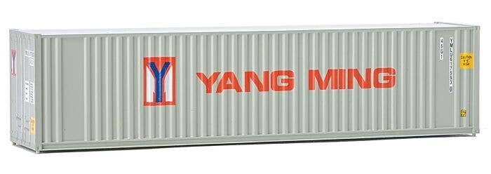 40′ Hi-Cube Corrugated Container w/Flat Roof - Assembled -- Yang Ming (gray, red, blue), HO, Walthers SceneMaster 8221