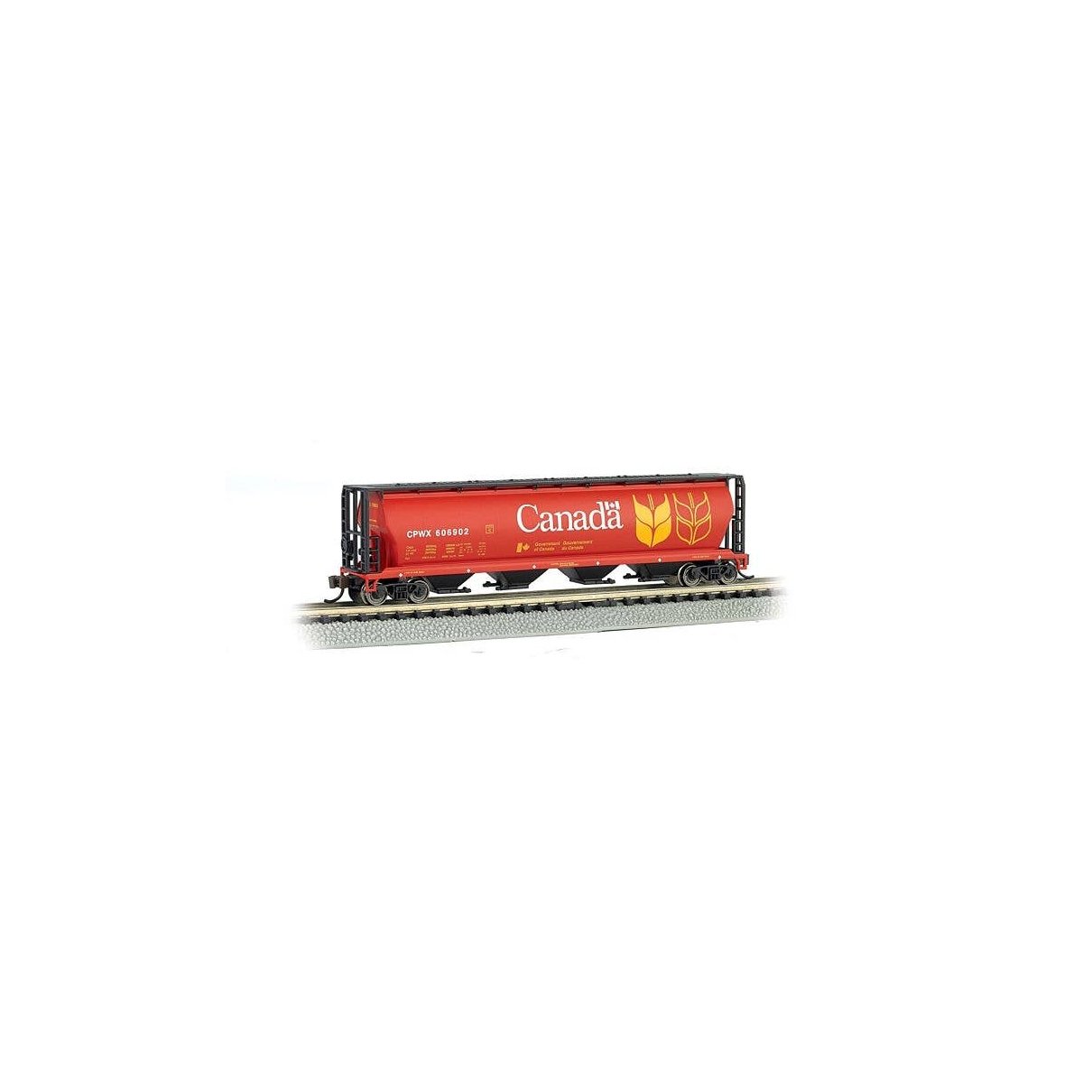 Canadian Cylindrical 4-Bay Grain Hopper - Ready to Run - Silver Series(R) -- Government of Ca, N, Bachmann Industries 19181