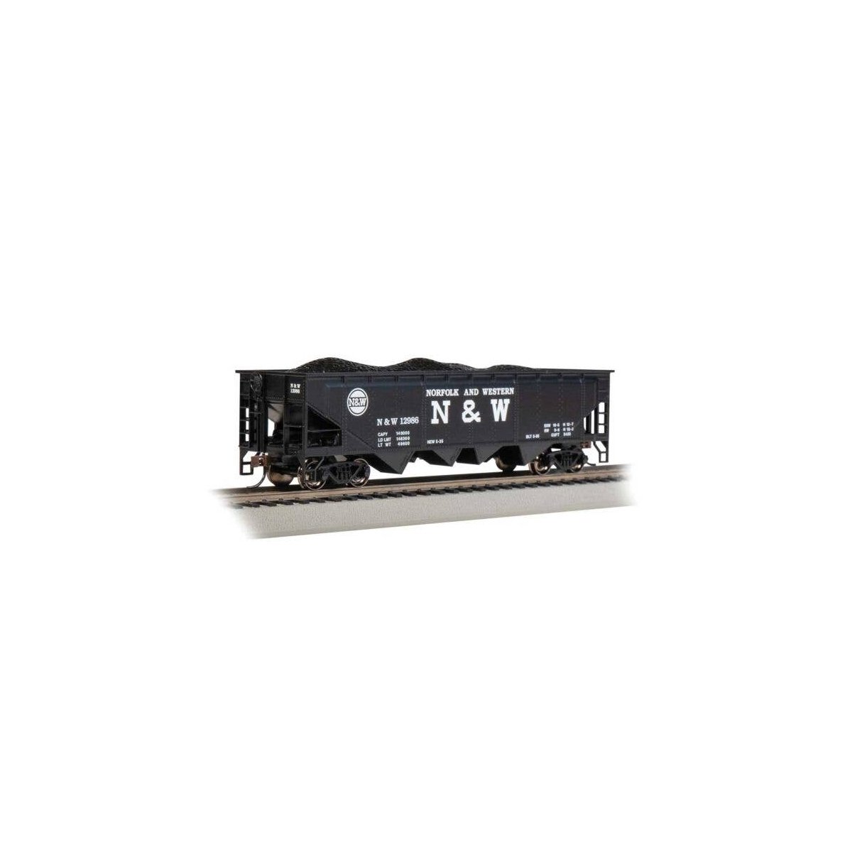 40′ Quad Hopper - Ready to Run - Silver Series(R) -- Norfolk & Western 12986 (black Block N&, HO, Bachmann Industries 17607