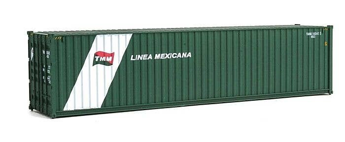 40′ Hi-Cube Corrugated-Side Container - Assembled -- Linea Mexicana (green, white), HO, Walthers SceneMaster 8270