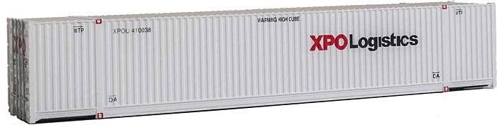 53′ Singamas Corrugated-Side Container - Assembled -- XPO Logistics (white, black, red), HO, Walthers SceneMaster 8531
