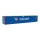 53′ Singamas Corrugated-Side Container - Assembled -- Pacer (blue, white, red), HO, Walthers SceneMaster 8535