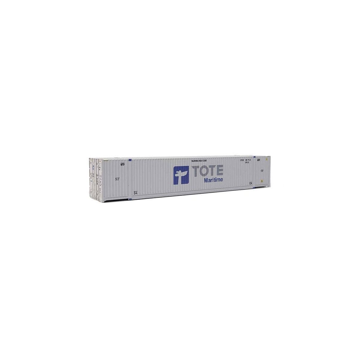 53′ Singamas Corrugated-Side Container - Assembled -- Tote (white, blue, gray), HO, Walthers SceneMaster 8538