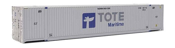 53′ Singamas Corrugated-Side Container - Assembled -- Tote (white, blue, gray), HO, Walthers SceneMaster 8538