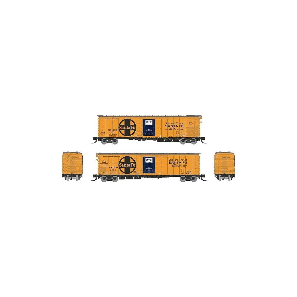 Class RR-60 Mechanical Reefer 4-Pack - Ready to Run -- Santa Fe 2 (orange, blue, black, Ship a, N, Rapido Trains Inc 561008