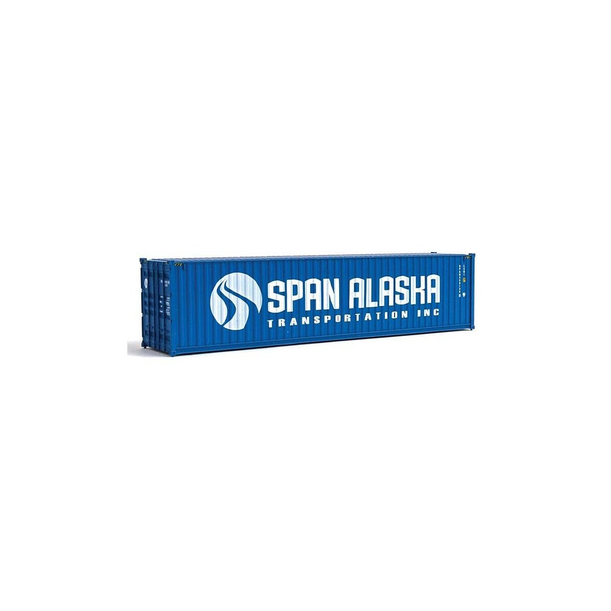 40′ Hi-Cube Corrugated-Side Container - Assembled -- Span Alaska (blue, white), HO, Walthers SceneMaster 8273