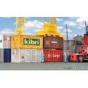 Intermodal Equipment -- 20′ Container Set (mixed colors/schemes) pkg(6), HO, Kibri 10924