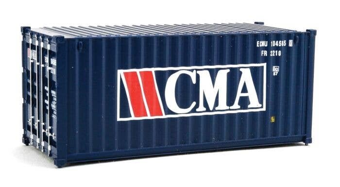 20′ Corrugated Container - Assembled -- CMA (blue, white, red), HO, Walthers SceneMaster 8062