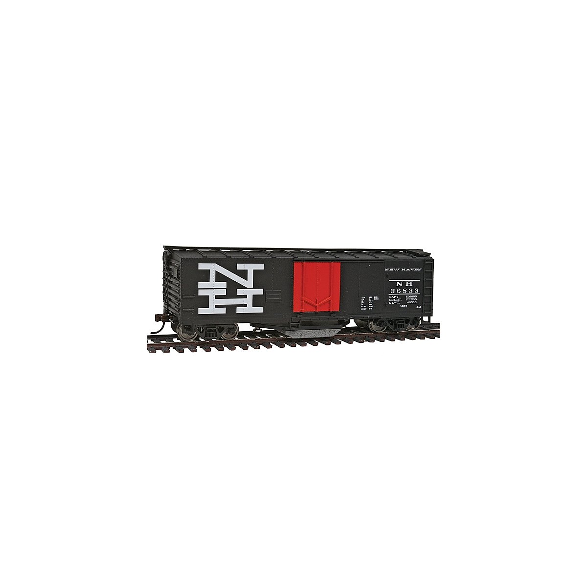 40′ Plug-Door Track Cleaning Boxcar - Ready to Run -- New Haven (black, orange Large NH Logo), HO, WalthersTrainline 1755