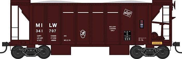 70-Ton 2-Bay Ballast Hopper with Side Chutes (Ballast Gates) - Ready to Run -- Milwauke, HO, Bowser Manufacturing Co. 43675