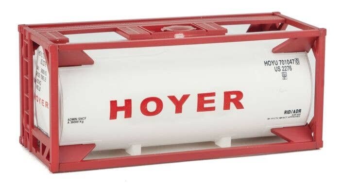 20′ Tank Container - Kit -- Hoyer (white, red), HO, Walthers SceneMaster 8108