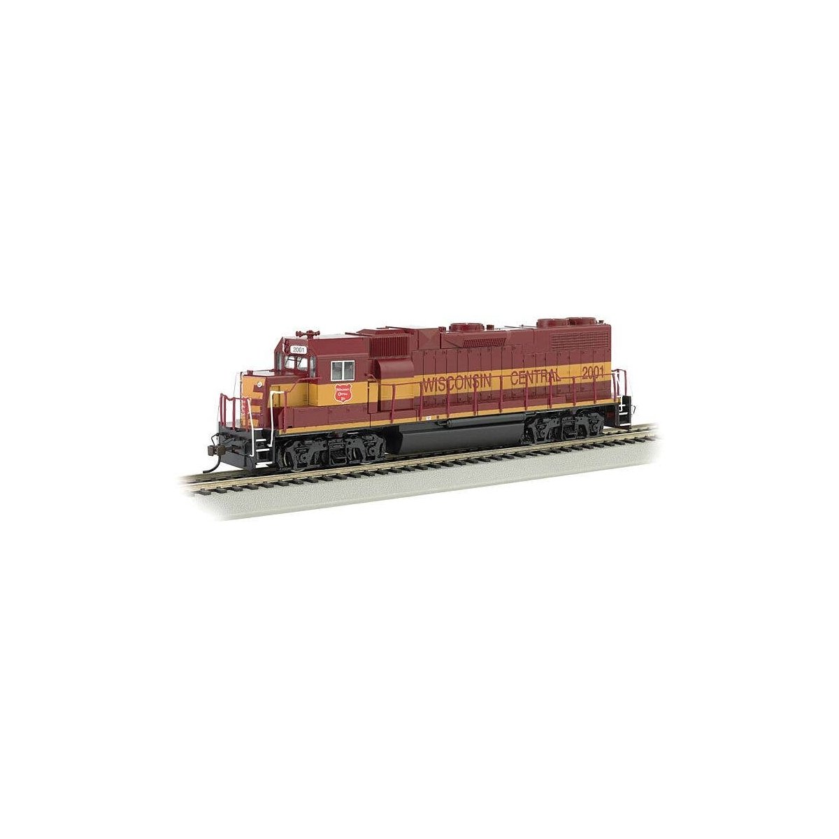 EMD GP38-2 - Standard DC -- Wisconsin Central 2001 (maroon, yellow), HO, Bachmann Industries 61712