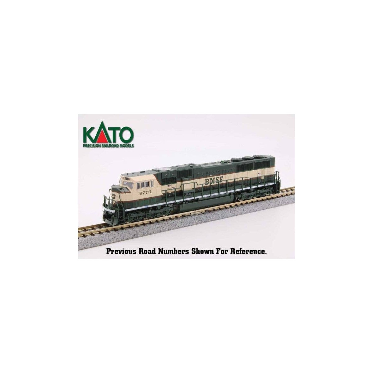 EMD SD70MAC w/Cab Headlight - Standard DC -- Burlington Northern Santa Fe 9799 (cream, green), N, Kato USA Inc 1766313