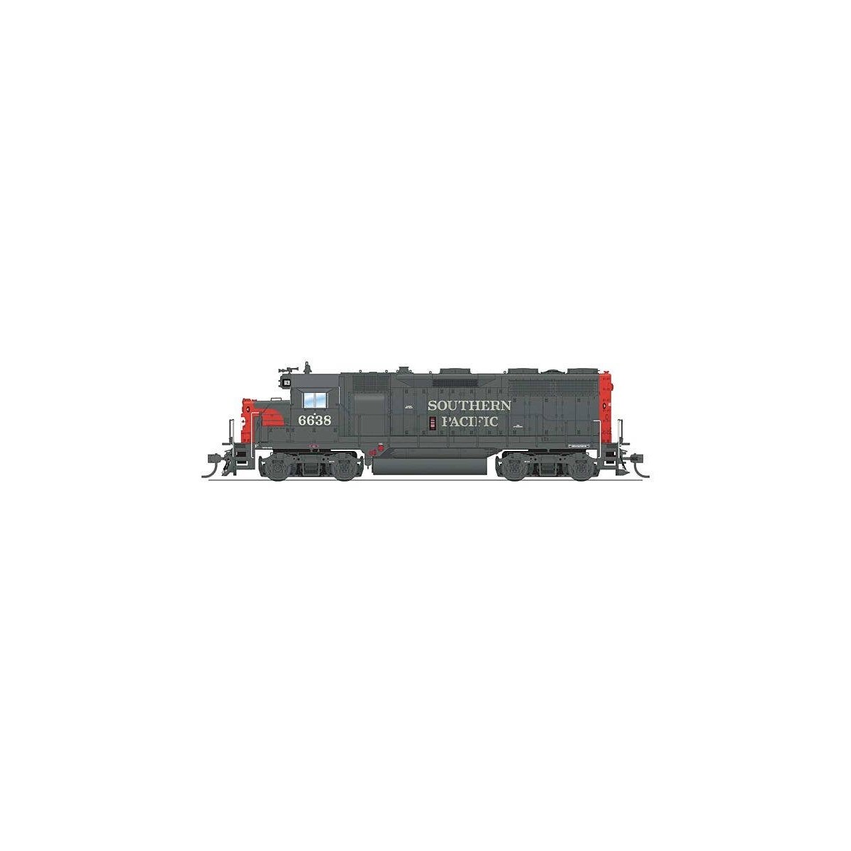EMD GP35 Low Nose - Sound and DCC - Paragon4(TM) -- Southern Pacific 6638 (gray, red, SP, HO, Broadway Limited Imports 8933