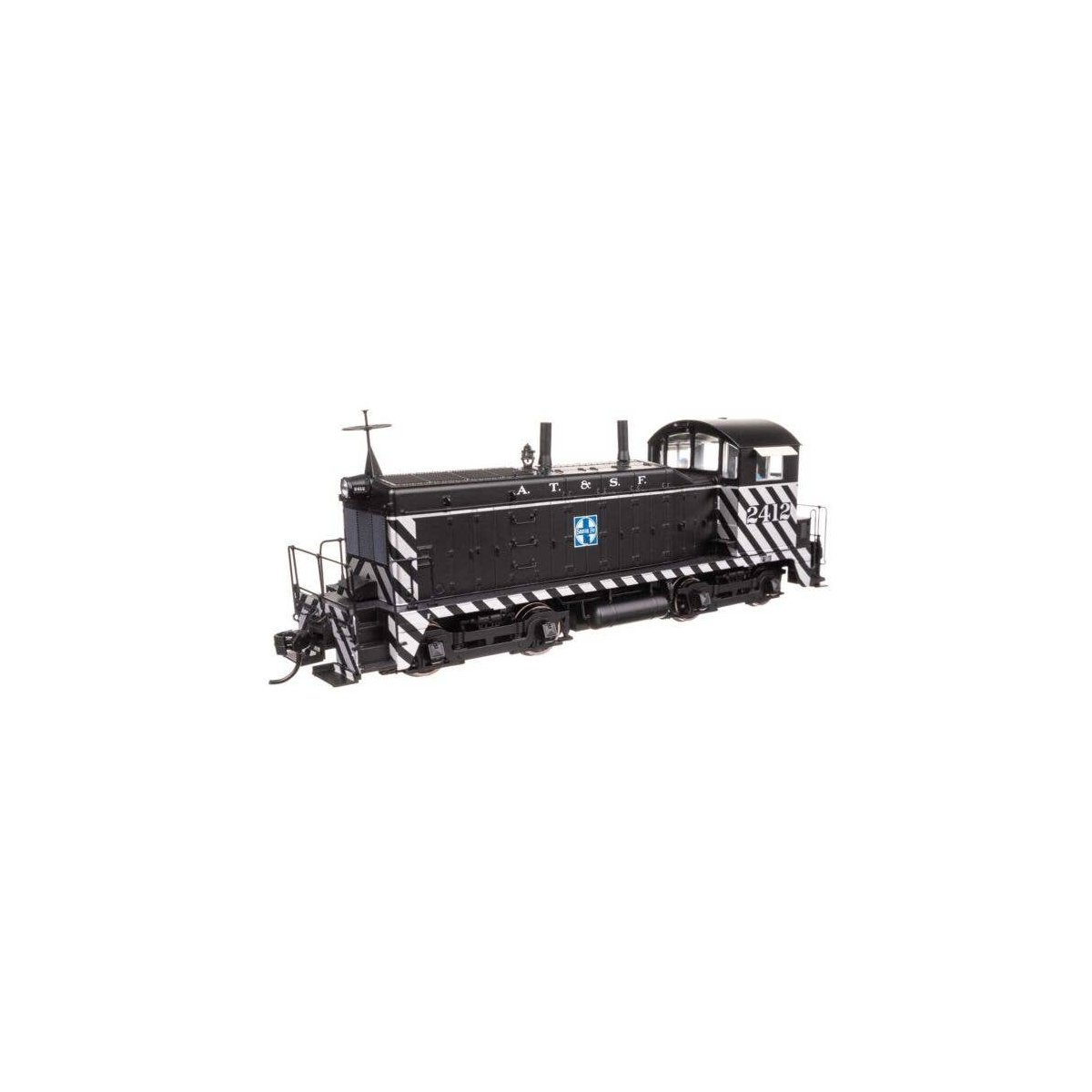 EMD NW2 - Standard DC -- Atchison, Topeka & Santa Fe 2412 (A. T. & S. F. Zebra Scheme, black, whit, HO, WalthersProto 50502