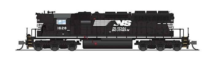 EMD SD40-2 Low Nose - Standard DC - Stealth -- Norfolk Southern 1628 (black, white, Horse, N, Broadway Limited Imports 9487