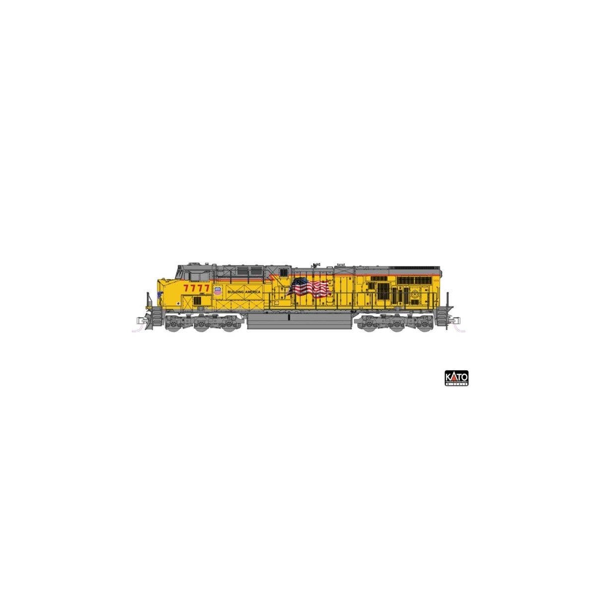 GE ES44AC GEVO - DCC -- Union Pacific 7777 (Armour Yellow, gray, US Flag, Building America), N, Kato USA Inc 1768967DCC