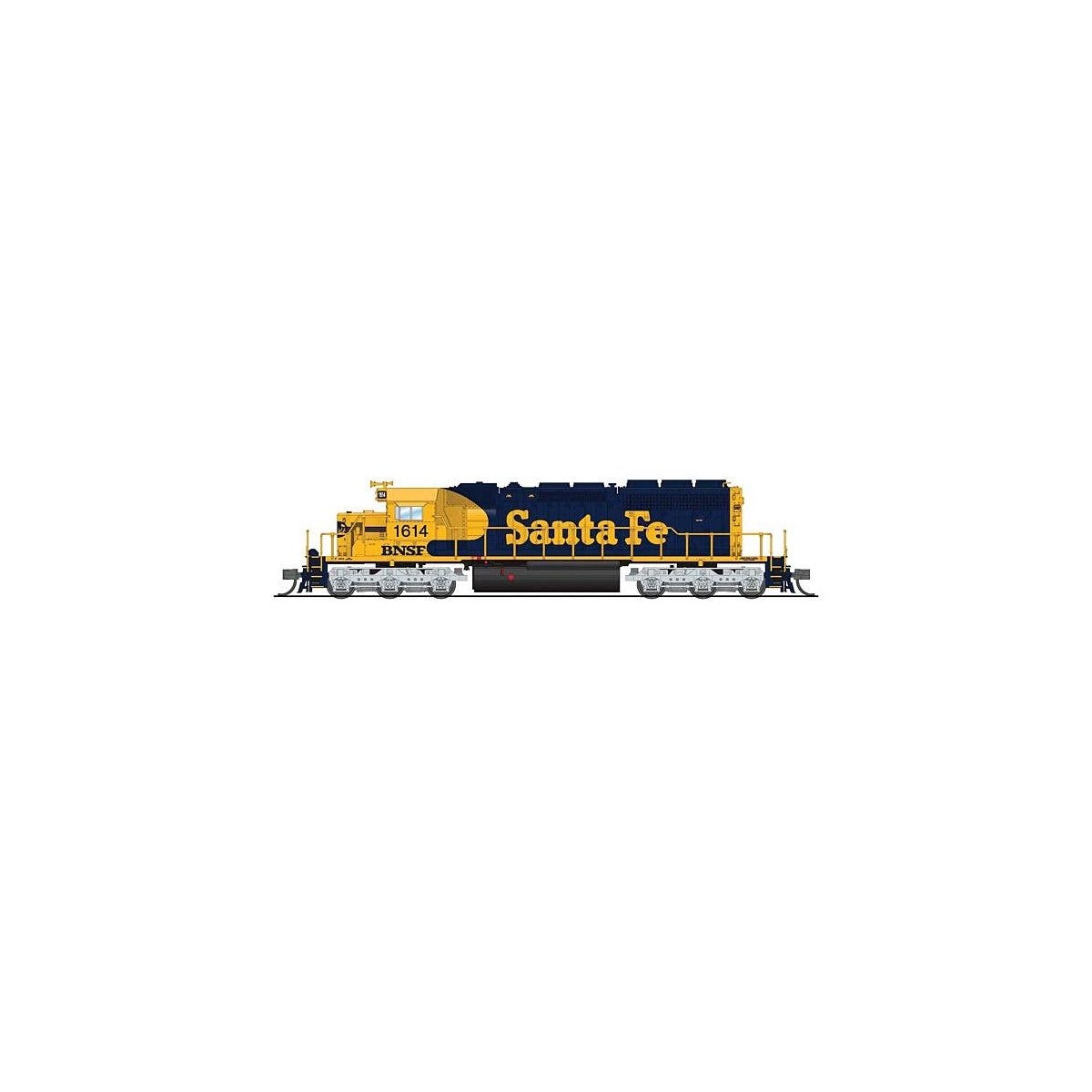 EMD SD40-2 Low Nose - Standard DC - Stealth -- BNSF Railway 1614 (Ex-Santa Fe Warbonnet, , N, Broadway Limited Imports 9480