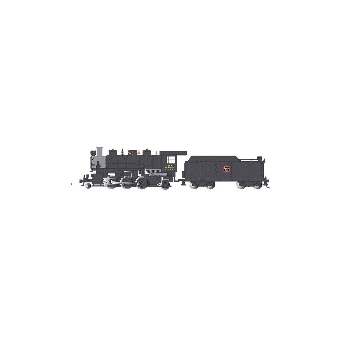 Baldwin 2-6-2 Prairie with Smoke - Standard DC -- Chicago, Burlington & Quincy 2121 (black, , HO, Bachmann Industries 51508