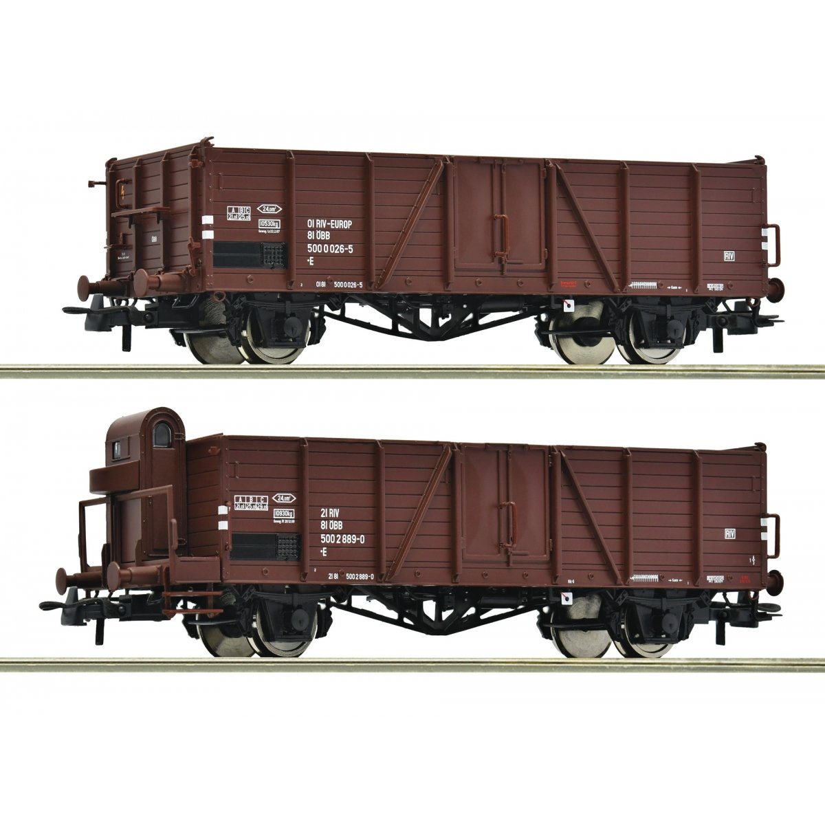 2 piece set: Open goods wagons, ÖBB, HO, Roco 6600123