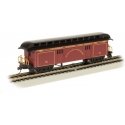 Old-Time Wood Baggage with Round-End Clerestory Roof - Ready to Run -- Atchison, Topeka & Sa, HO, Bachmann Industries 15304