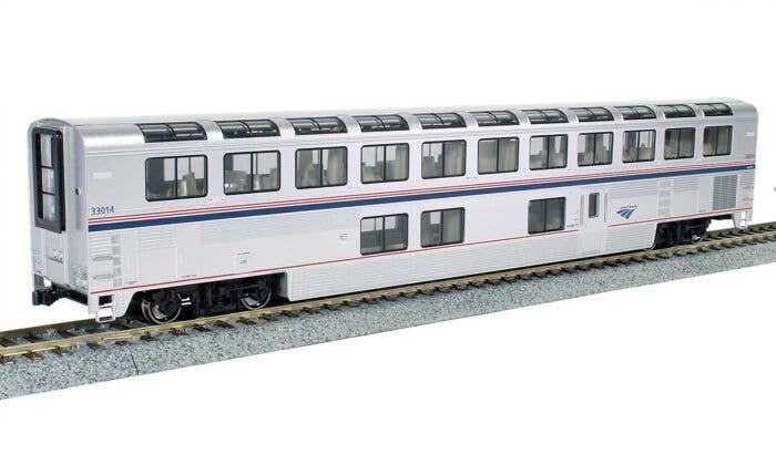 Superliner I Lounge - Ready to Run -- Amtrak 33023 (Phase VI silver, blue, red), HO, Kato USA Inc 356067