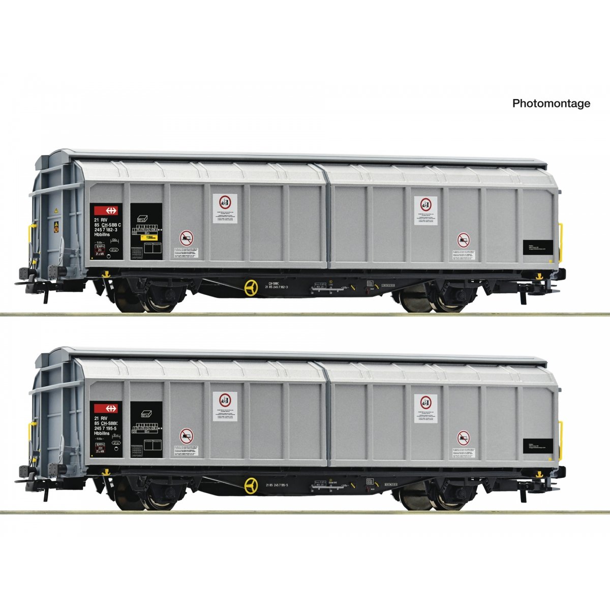 2-piece set: Sliding wall wagons, SBB Cargo, HO, Roco 6600110