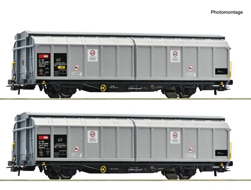 2-piece set: Sliding wall wagons, SBB Cargo, HO, Roco 6600110