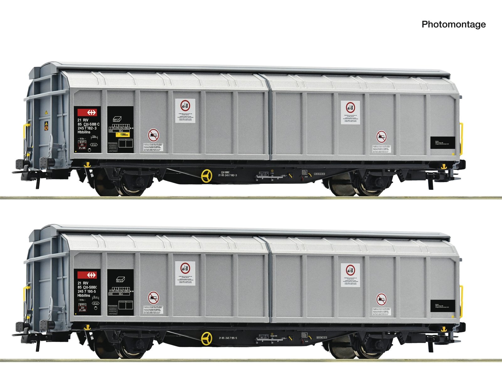 2-piece set: Sliding wall wagons, SBB Cargo, HO, Roco 6600110