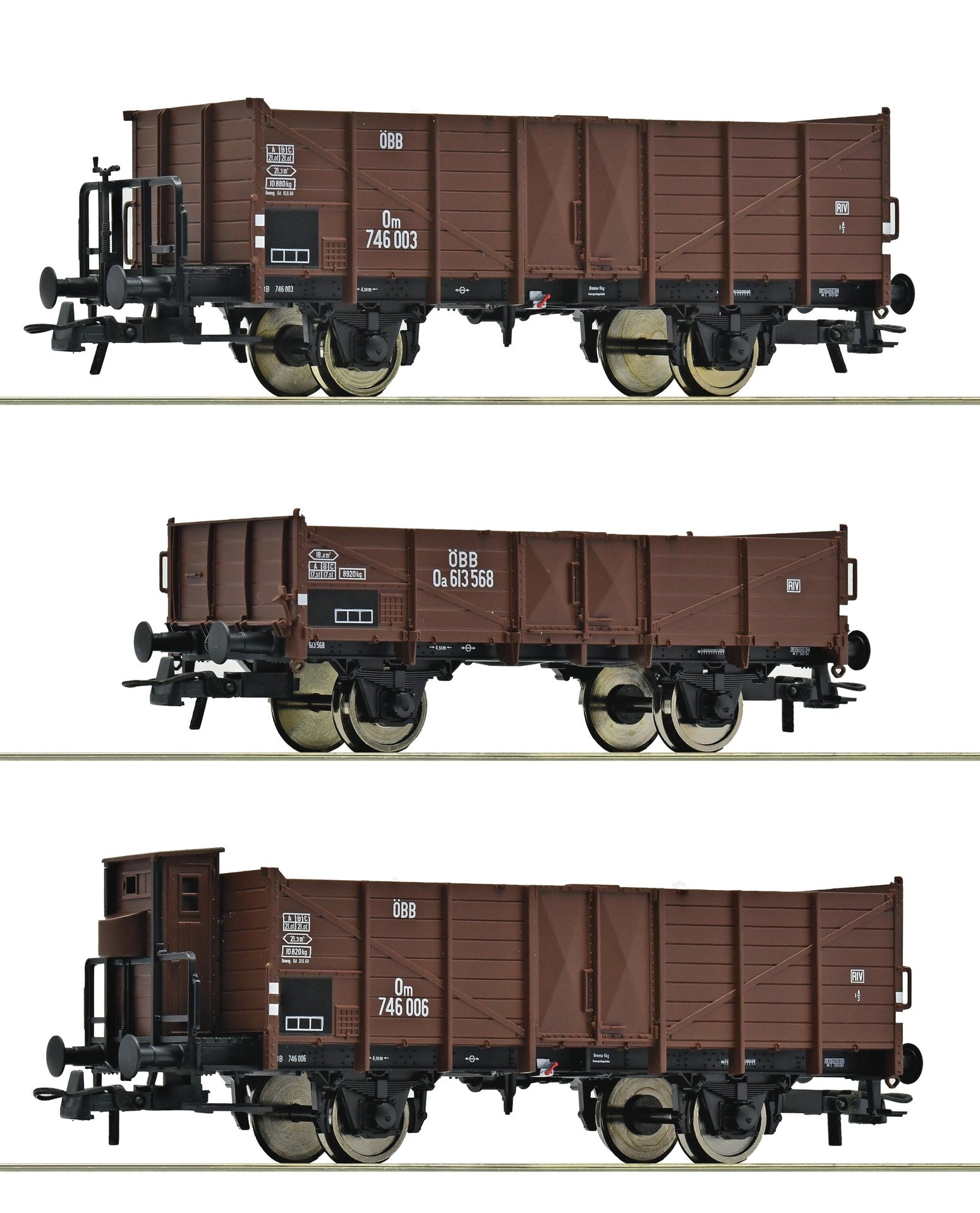 3 piece set: Open goods wagons, ÖBB, HO, Roco 6600250