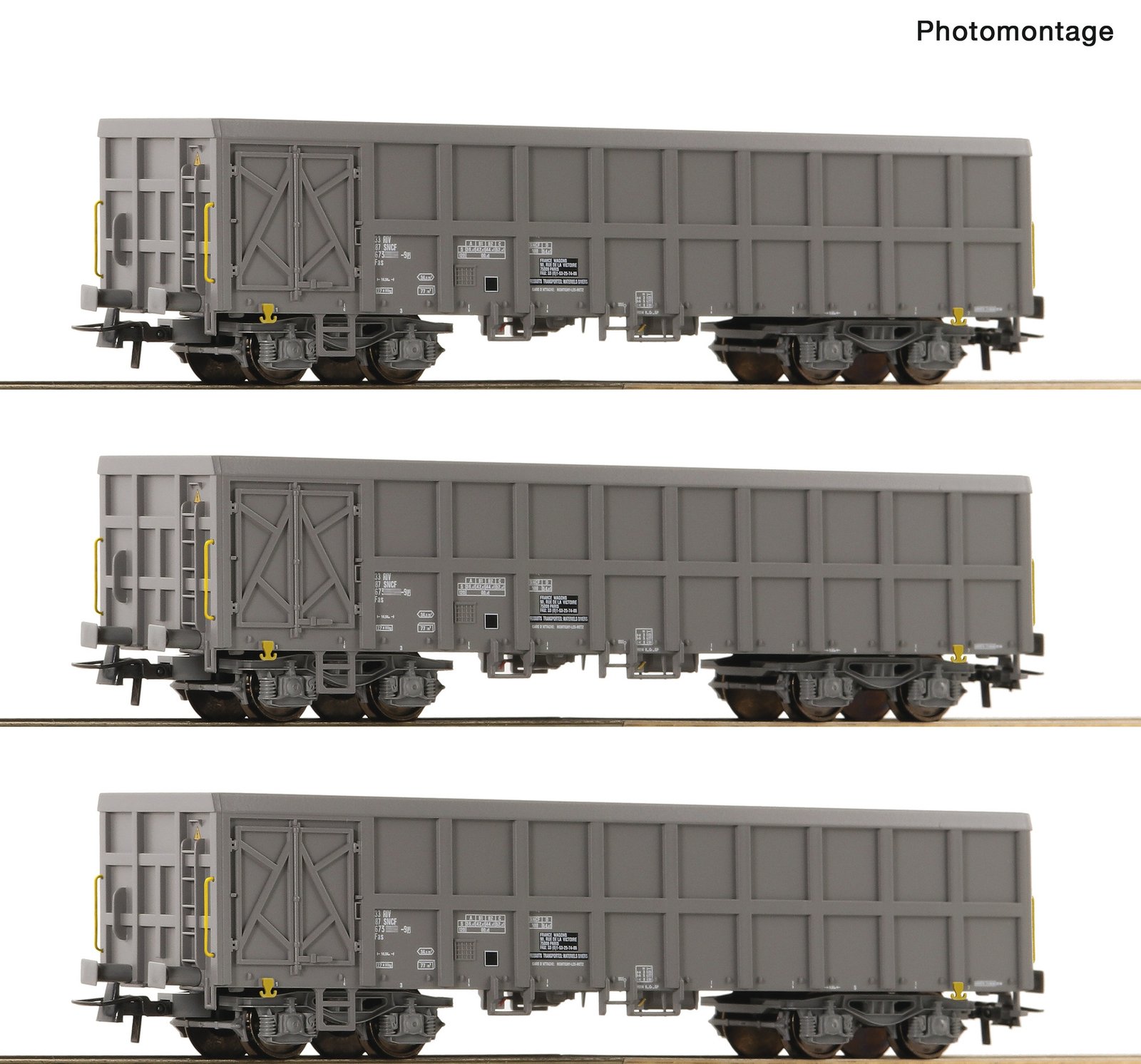 3 piece set: Open goods wagons, SNCF, HO, Roco 6600203