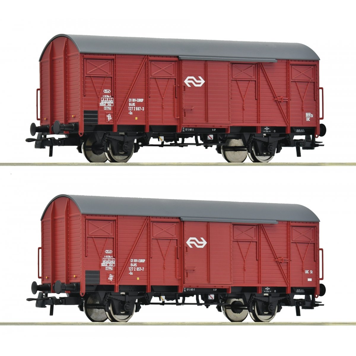 2 piece set: Covered goods wagon, NS, HO, Roco 6600151