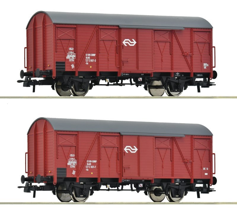 2 piece set: Covered goods wagon, NS, HO, Roco 6600151