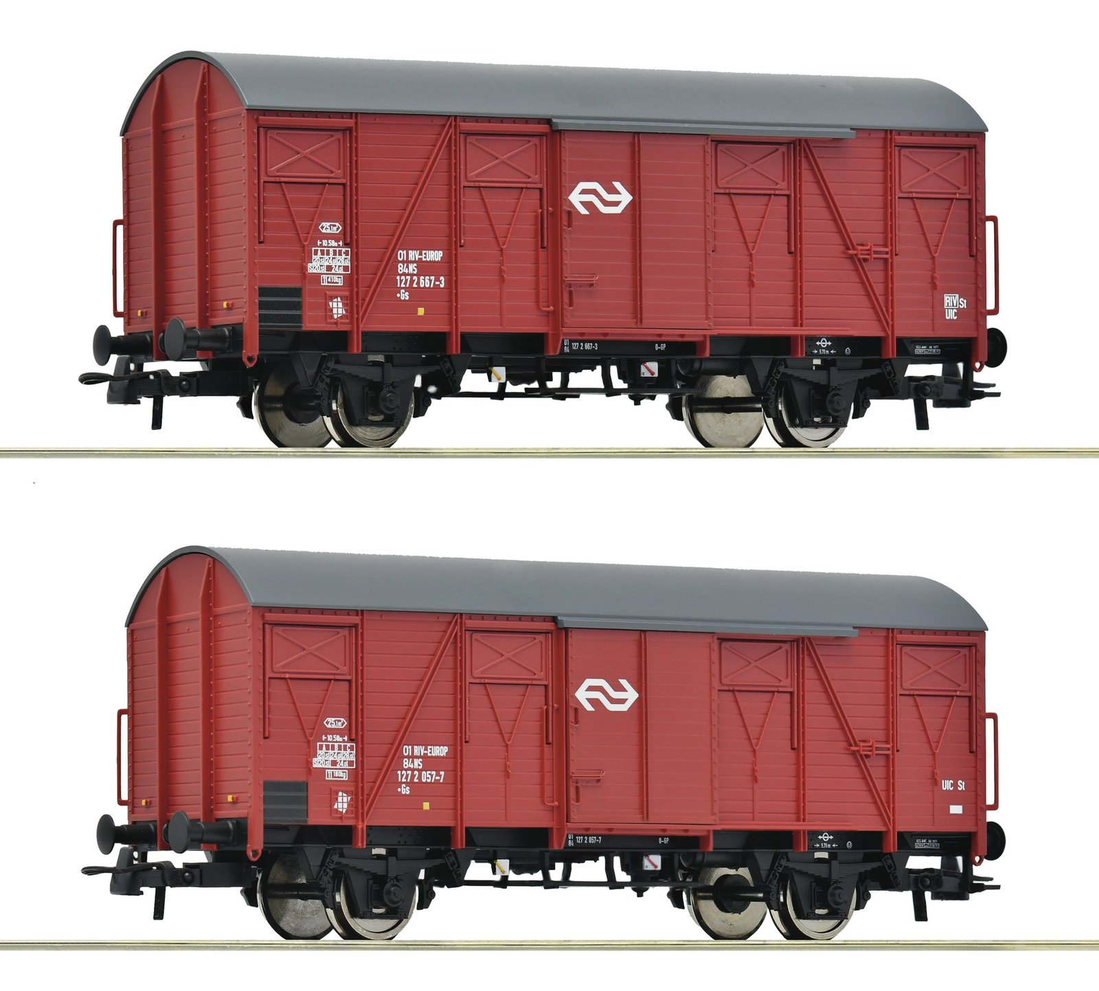 2 piece set: Covered goods wagon, NS, HO, Roco 6600151