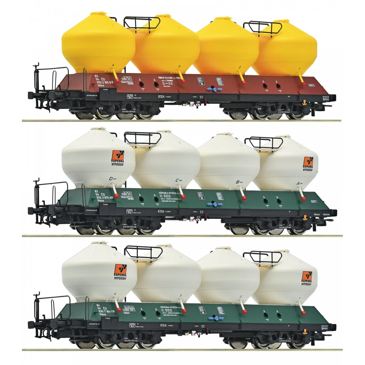 3 piece set: Silo wagons, CD, HO, Roco 6600180