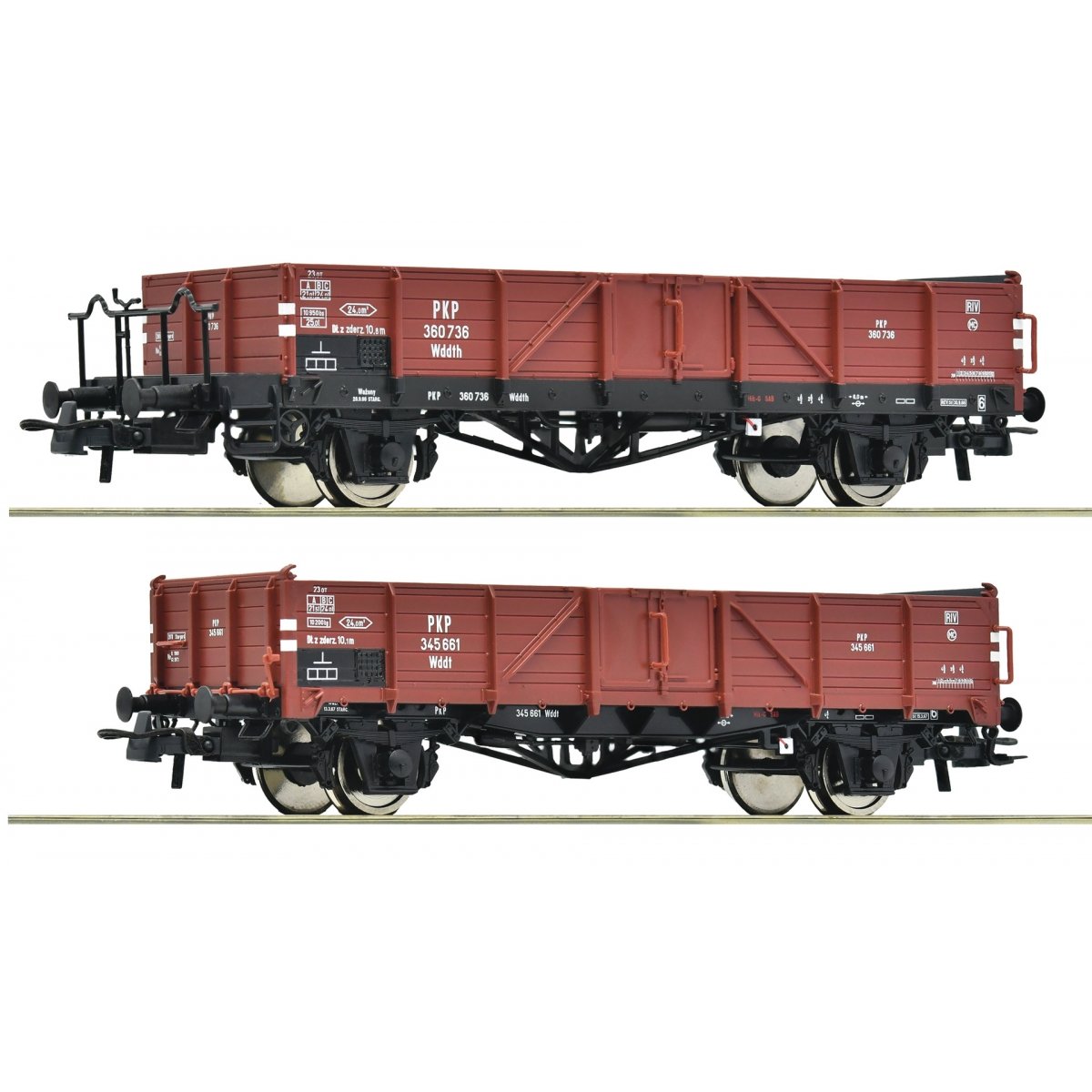 2-piece set: Open freight wagons, PKP, HO, Roco 6600150