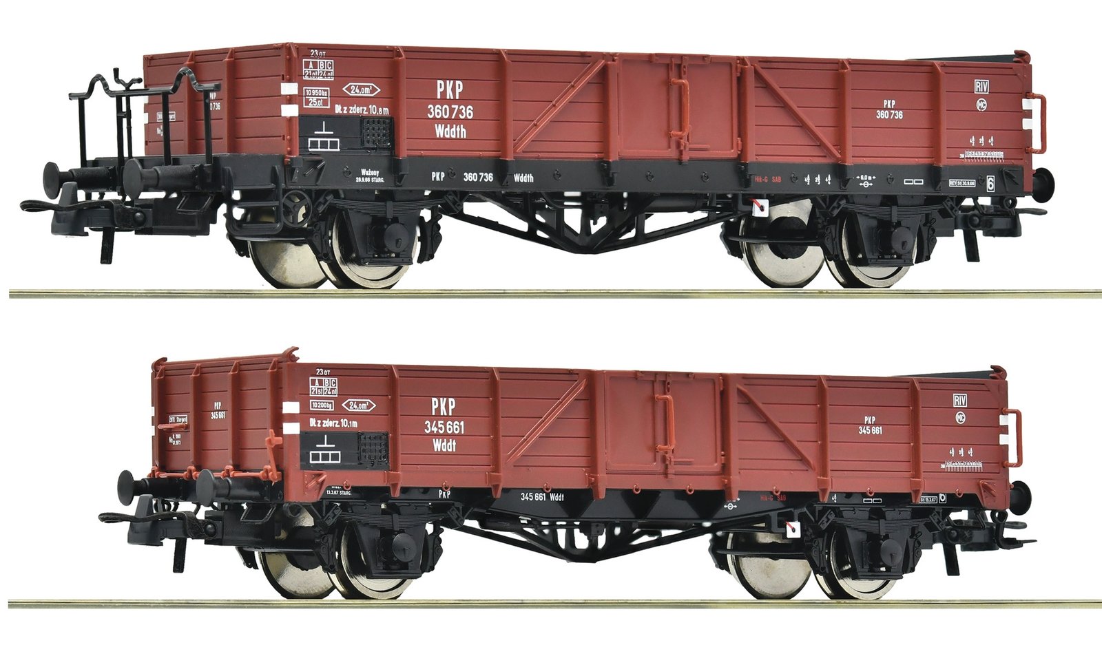 2-piece set: Open freight wagons, PKP, HO, Roco 6600150