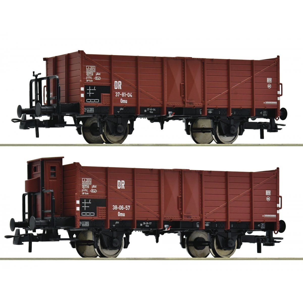 2 piece set: Open goods wagons, DR, HO, Roco 6600253