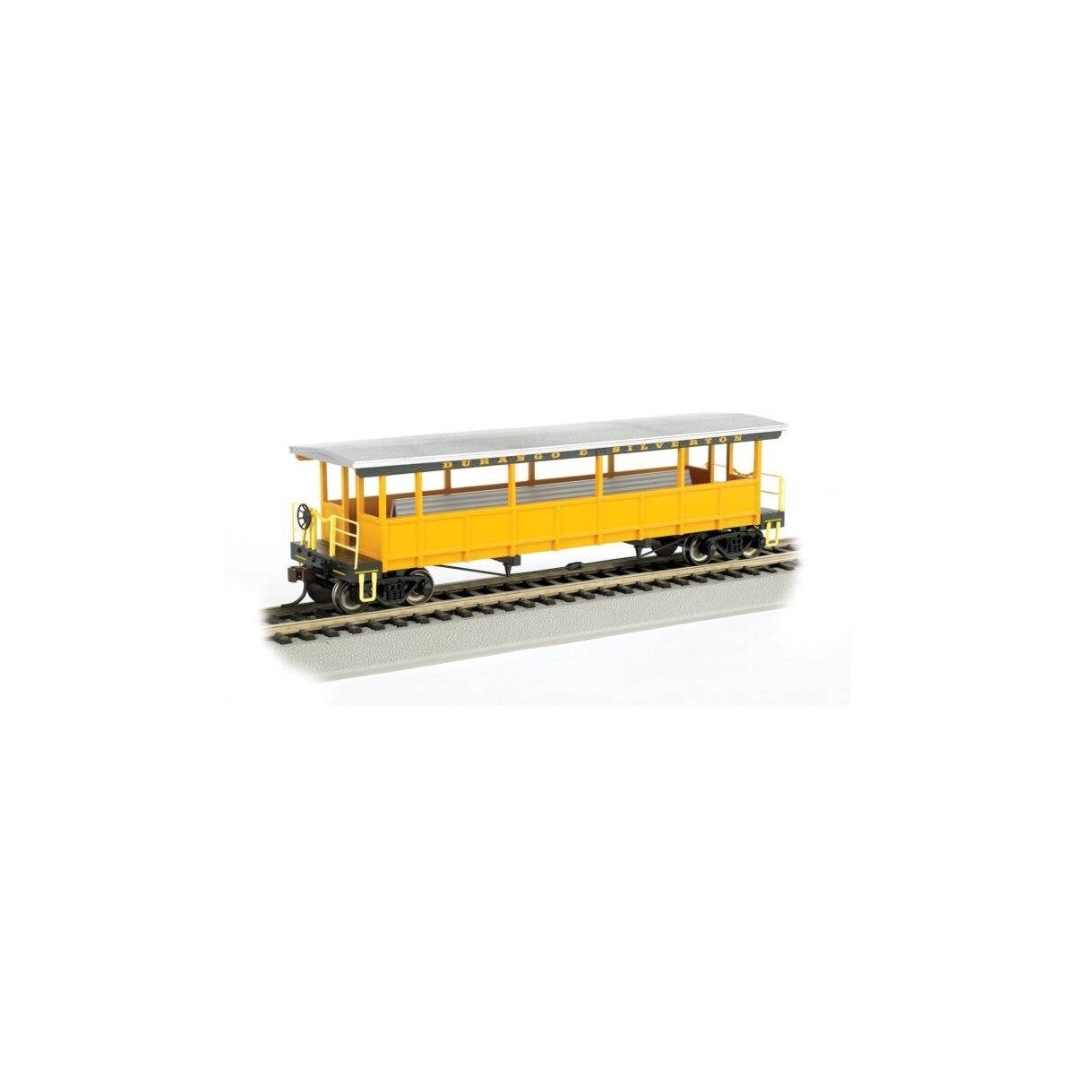 Open-Sided Excursion Car with Seats - Ready-to-Run - Silver Series(R) -- Durango & Silverton, HO, Bachmann Industries 17432