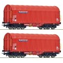 2 piece set: Sliding tarpaulin wagons, NACCO, HO, Roco 6600226