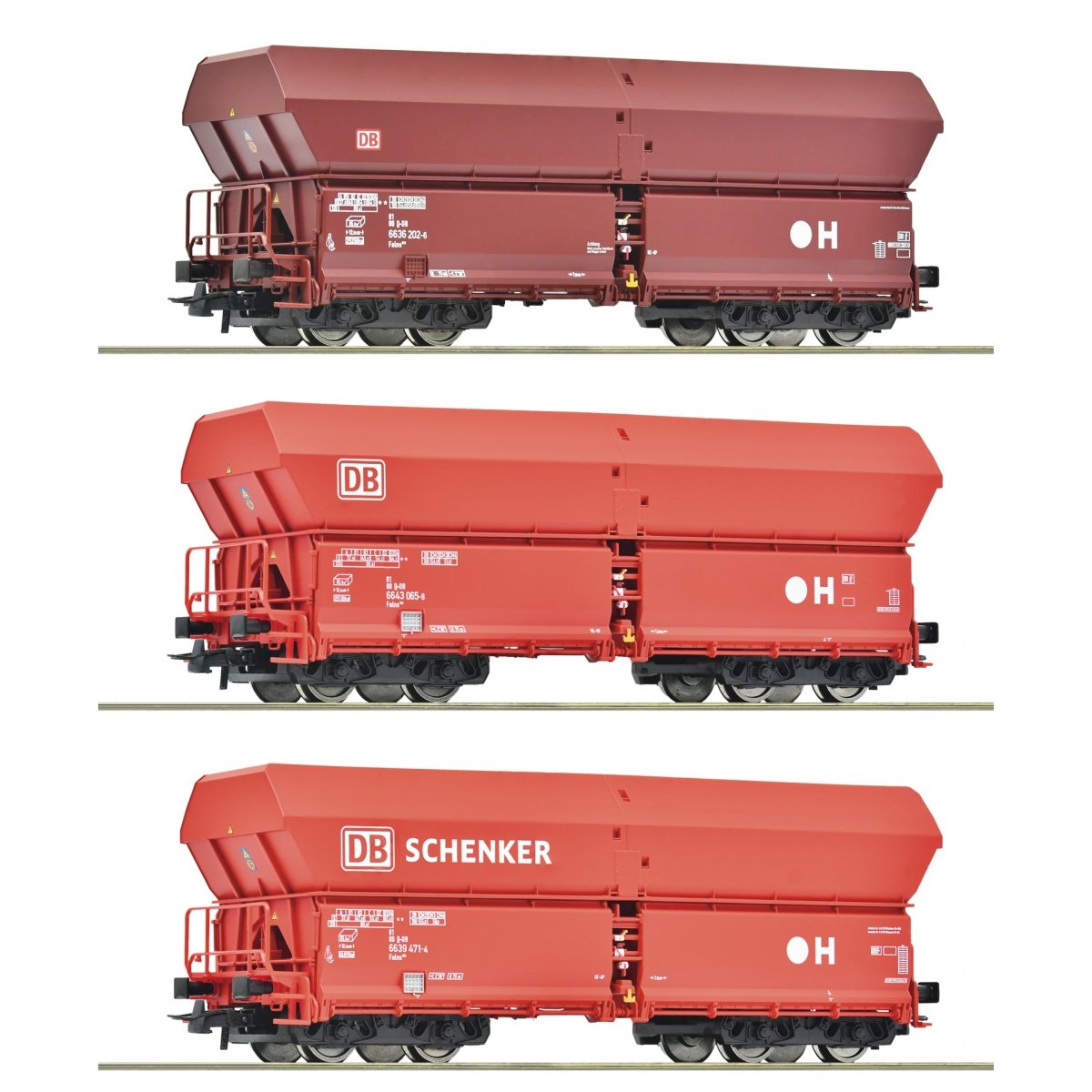 3 piece set: Self unloading hopper wagons, DB AG, HO, Roco 6600135