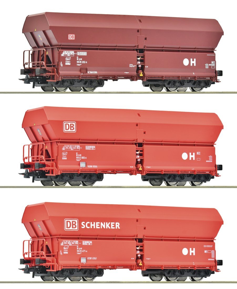 3 piece set: Self unloading hopper wagons, DB AG, HO, Roco 6600135