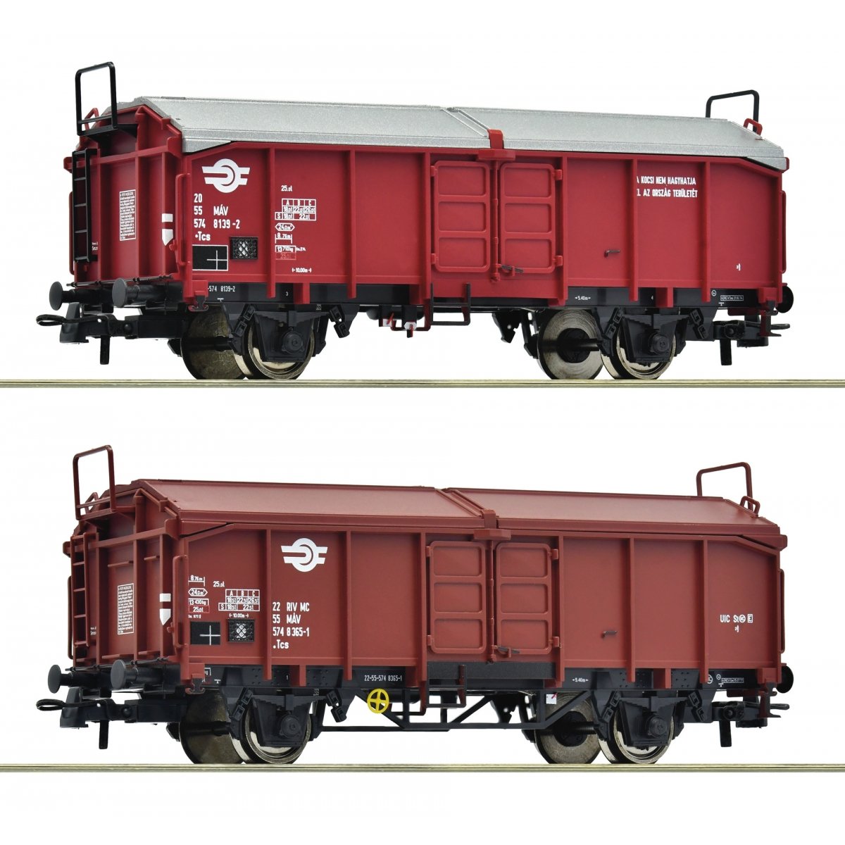 2 piece set: sliding roof wagons, MAV, HO, Roco 6600116